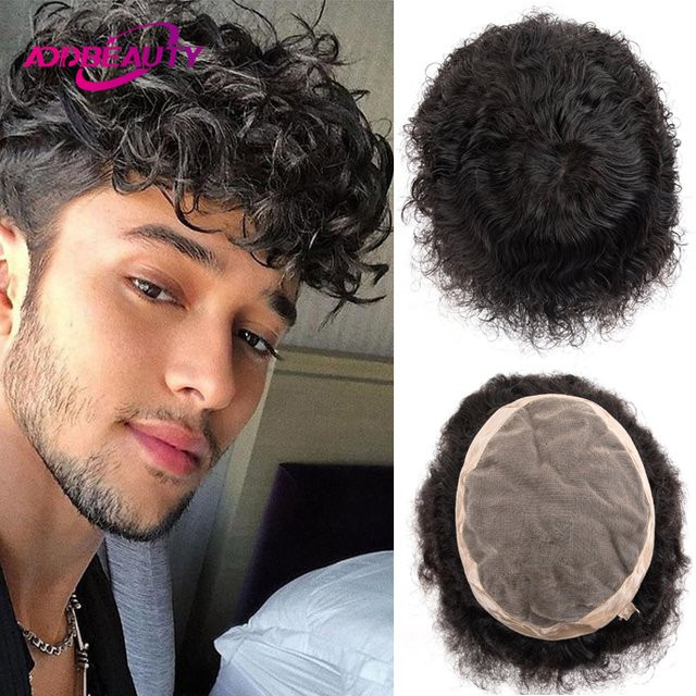 Addbeauty Wasserwellen-Toupet, 100 % indisches Remy-Echthaar, Herren - Bild 1