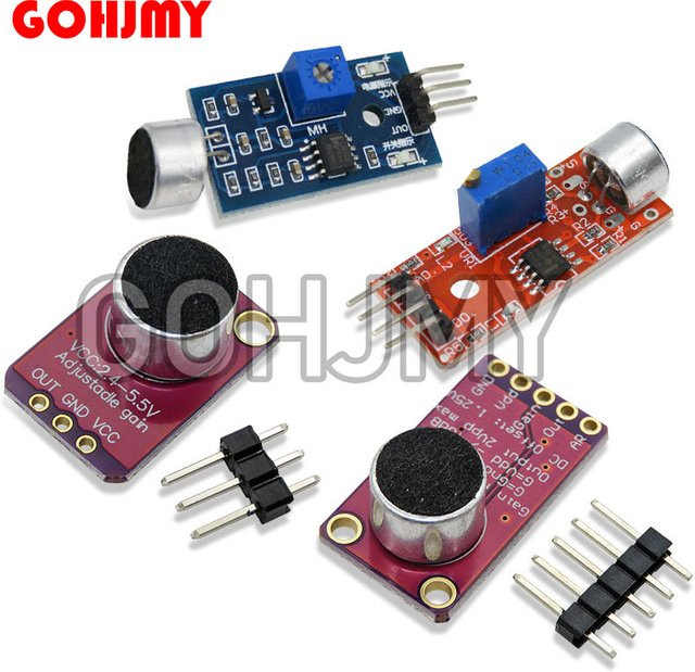 GOHJMY Sound Sensor Modul mit MAX4466 und MAX9814 Mikrofon Verstärker für Arduino in Rot - Bild 1