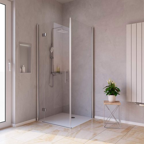 WELLWATER Drehtür Aventis aus Glas in Transparent und Silber, B: 80 cm, H: 200 cm - Bild 1