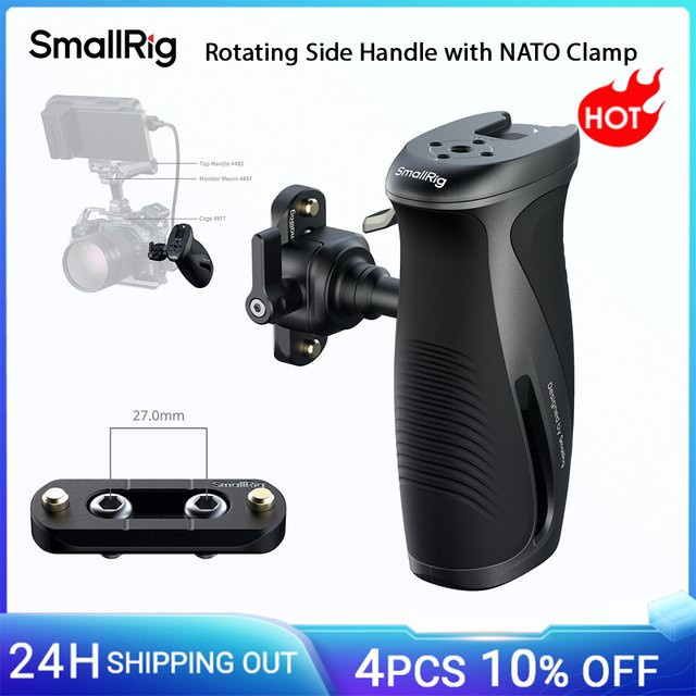 SmallRig NATO-Seitengriff mit NATO-Klemme und 360 Grad Drehung für DSLR-Kamera und Monitor-Käfig-Kits, Schwarz, Modell 5160 - Bild 1