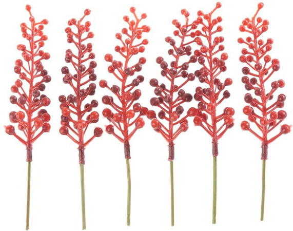 Beeren-Picks künstliche Beeren in Rot für Herbst und Weihnachten aus Kunststoff