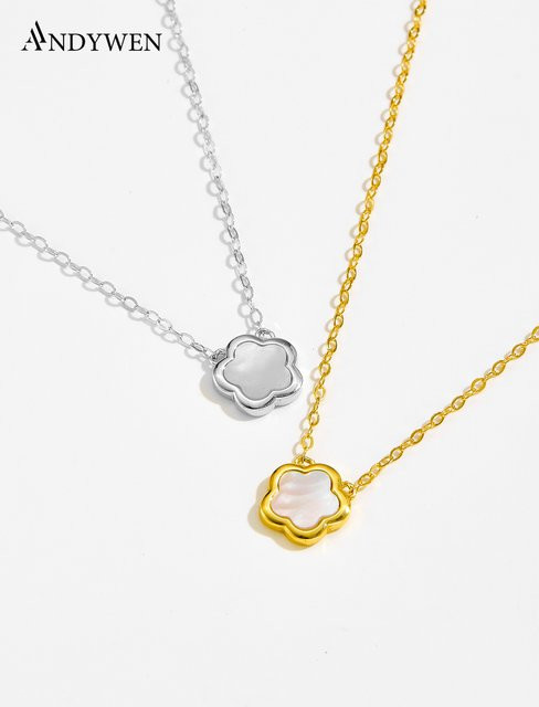 ANDYWEN Halskette, 925 Silber, Muschelblumen, Damen - Bild 1