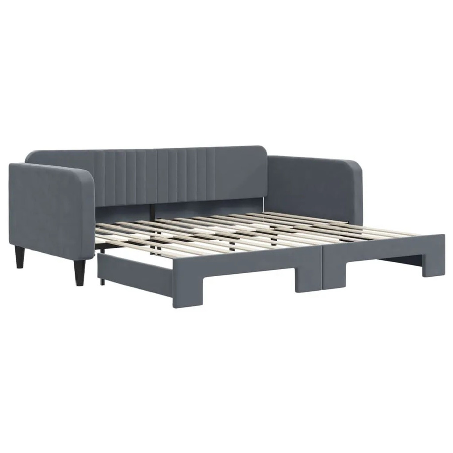 vidaXL Tagesbett aus Samt in Dunkelgrau mit Ausziehfunktion und Schubladen, B/T/H: 100 x 200 x 75 cm - Bild 2