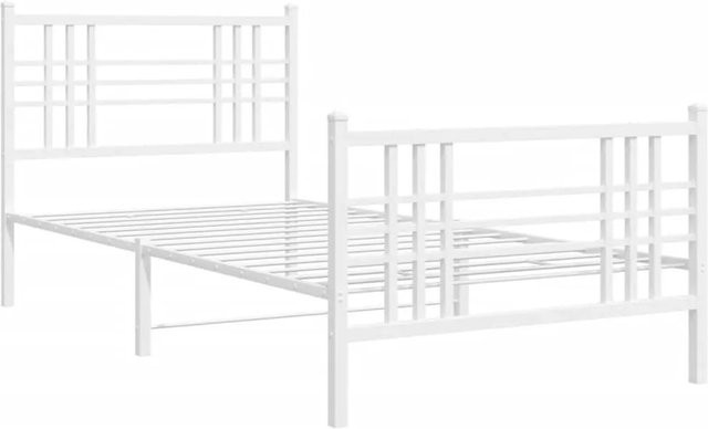 vidaXL Bettgestell aus Metall mit Kopf- und Fußteil in Weiß, B/T/H: 90 x 190 x 196 cm - Bild 1