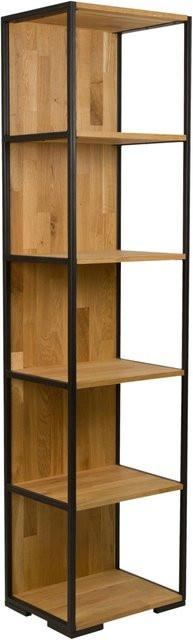 Based Regal Albero Naturfarben aus Eiche und Metall, Modernes Standregal in Braun und Schwarz, B/T/H: 38,0 x 50,0 x 200,0 cm - Bild 1