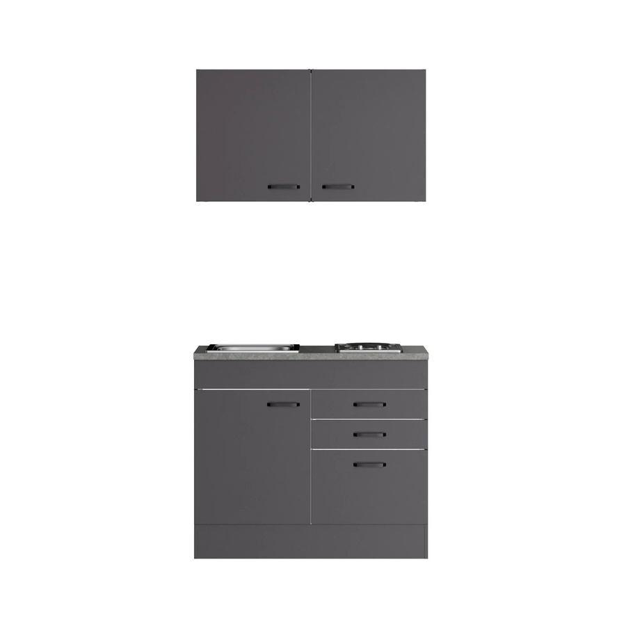 Optifit Miniküche Kiel420 in Anthrazit Matt mit Einbauspüle, B/T/H: 100 x 60 x 210 cm - Bild 2