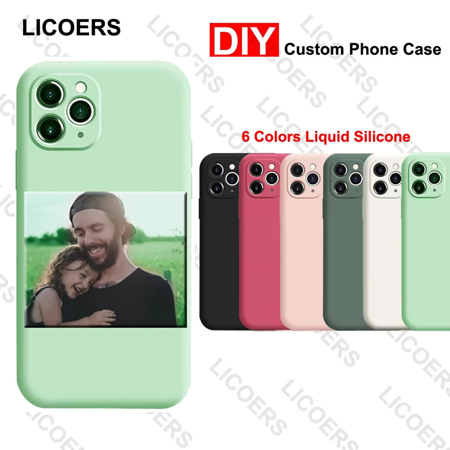 LICOERS Personalisierte DIY Foto-Flüssigsilikonhülle mit Flanellfutter und matter Oberfläche für iPhone 17 16 15 14 13 12 Pro Max Mini 11 XS XR X 7 8 Plus in Weiß - Bild 1
