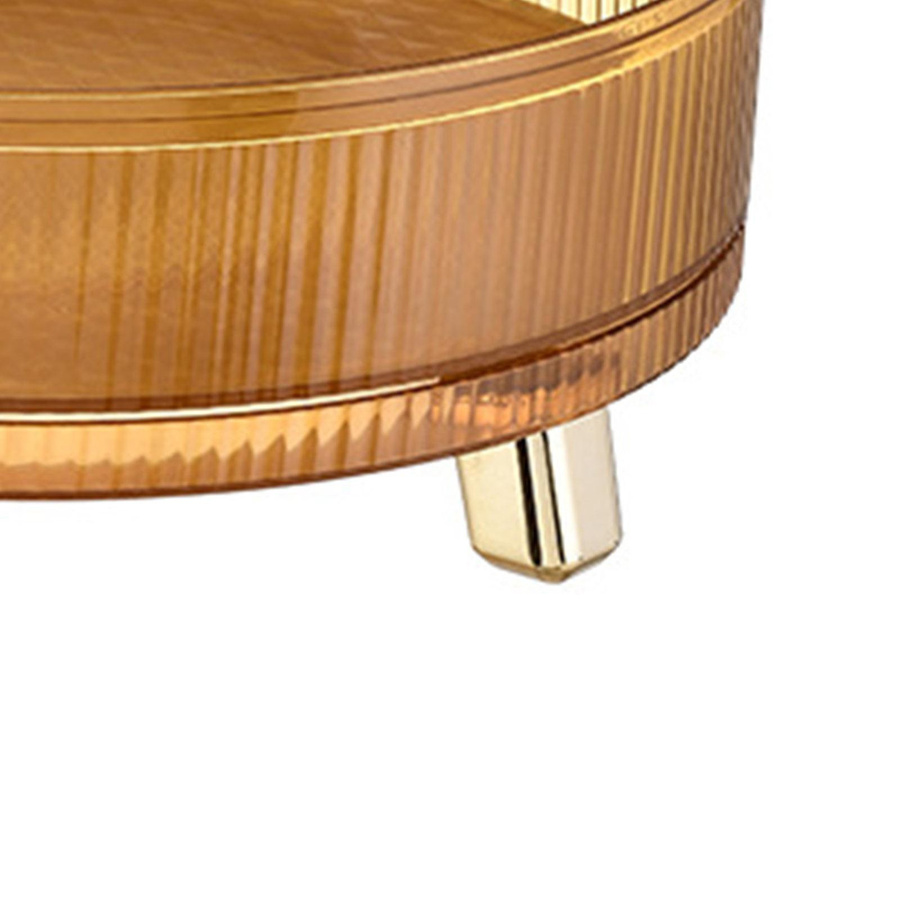 KONNWEI Aufbewahrungs-Drehteller 360 Grad drehbar, rutschfestes Organizer-Tablett für Schreibtisch, Kosmetik oder Gewürze in Gold Bernstein - Bild 2