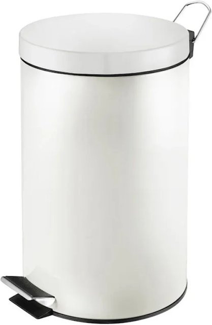 PROREGAL Runder Tretabfallsammler mit herausnehmbarem Kunststoff-Inneneimer, 12 Liter, Weiß, H x B x T: 40 x 29,5 x 25,5 cm - Bild 1