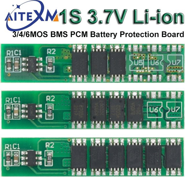 AITEXM ROBOT BMS PCM Batterieschutzplatine für 18650 Li-Ion Akkus, 1S 15A 3,7V, Farbe: Grün - Bild 1