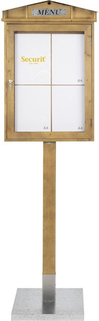 Securit Speisekartenhalter LED A4 Rustic Mahagoni in Braun mit Standfuß und Sockel für 4 Ansichten B/T/H: 57,5 x 17,1 x 184,3 cm - Bild 1