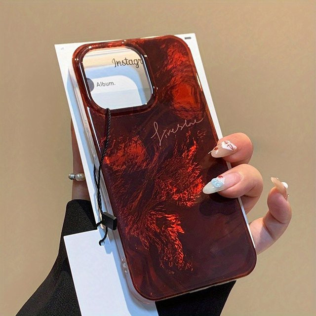 Stoßfeste Handyhülle Retro Red Blending für iPhone 11 12 13 14 15 16 17 Pro Max XS X XR 7 8 Plus 16E 17 Air in Rot - Bild 1