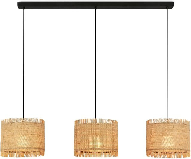 Briloner Pendelleuchte Swing Nature 3-flammig mit Strohschirm in Natur und Beige, E27, Boho Design - Bild 1