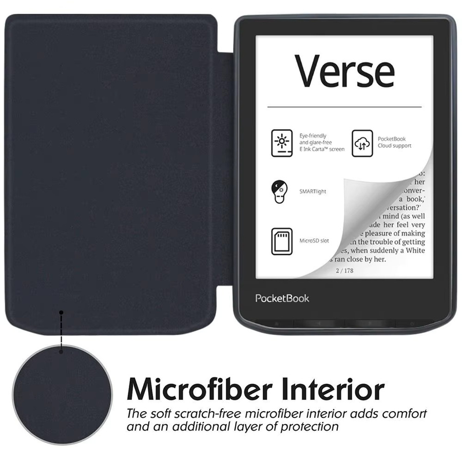 Pocketbook Verse und Verse Pro E-Reader Case Filio Ultra Slim Cover in Schwarz mit Auto Wake/Sleep Funktion und weicher TPU-Schutzhülle - Bild 5