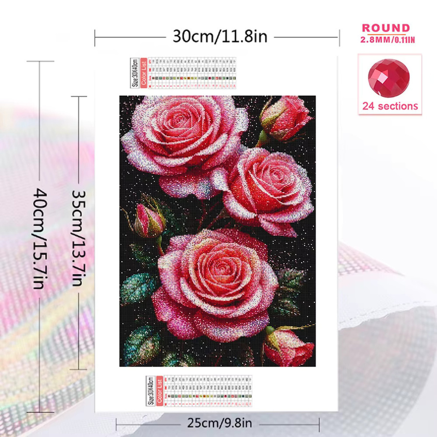 EverShine 5D Diamant-Mosaik Blumenbild Rose Bastelset in Pink, B/H: 30 x 30 cm - Bild 2