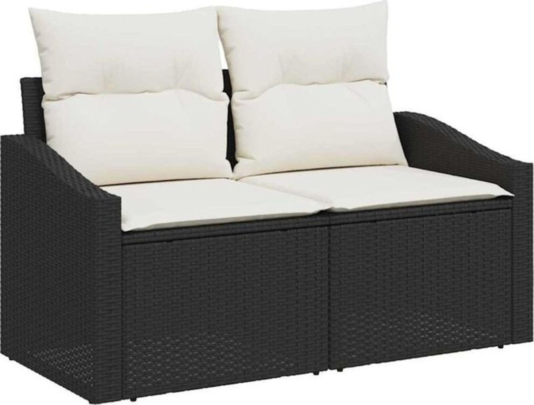 Vidaxl Garten-Sofa-Set aus Polyrattan mit 7-teiligem Kissen-Set in Schwarz - Bild 1