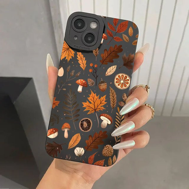 Silikon Handyhülle mit Herbst Blätter Muster für iPhone 11 bis iPhone 17 Pro Max, Soft Cover, Multicolour - Bild 1