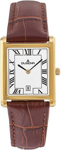 Dugena Armbanduhr, Quarz, Edelstahl, Leder, Gold, Unisex - Bild 1