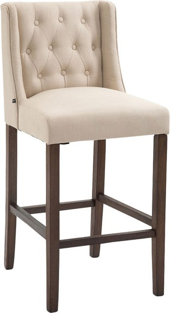 TPFLiving Barhocker Cassado mit antik-dunklem Gestell und gestepptem Stoff in Creme/Beige - Bild 1