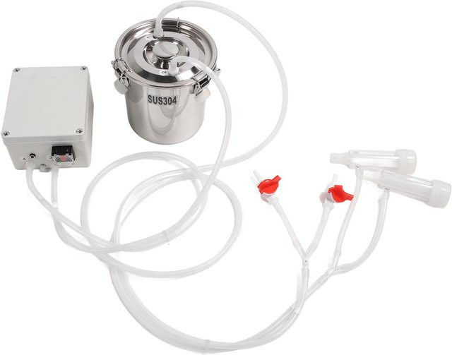 Aimo Elektrische Melkmaschine mit 3L Edelstahl-Eimer und Silikonbechern in Weiß und Silber - Bild 1