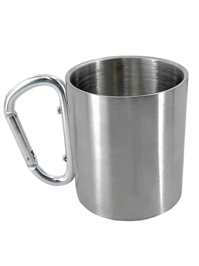 LISM Outdoor-Camping-Reisebecher aus Edelstahl mit Karabinerhaken-Griff in Silber - Bild 7