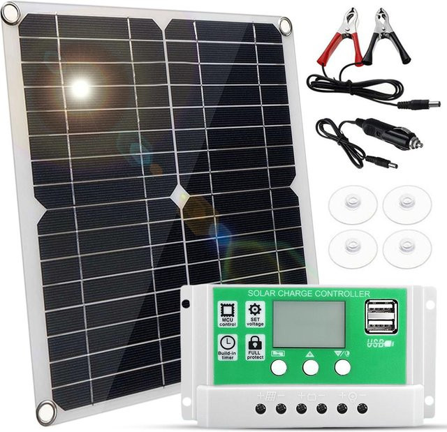 20 Watt 12 Volt Solarmodul-Kit mit monokristallinem Solarmodul und 100A PWM-Laderegler in Grün - Bild 1