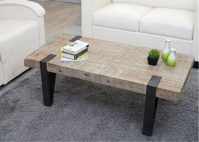 Couchtisch MCW-A15b aus massiver Tanne in Braun, rustikaler Wohnzimmertisch, B/T/H: 120 x 40 x 60 cm - Bild 1