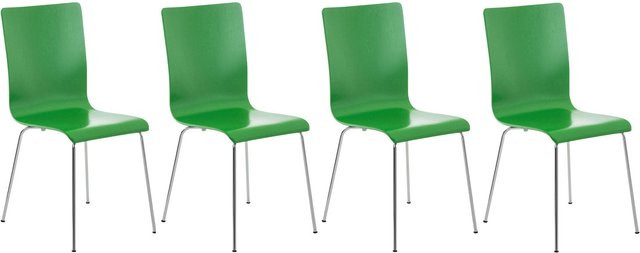 TPFLiving 4er Set Besucherstuhl Peppo mit Holzsitz in Grün - Bild 1
