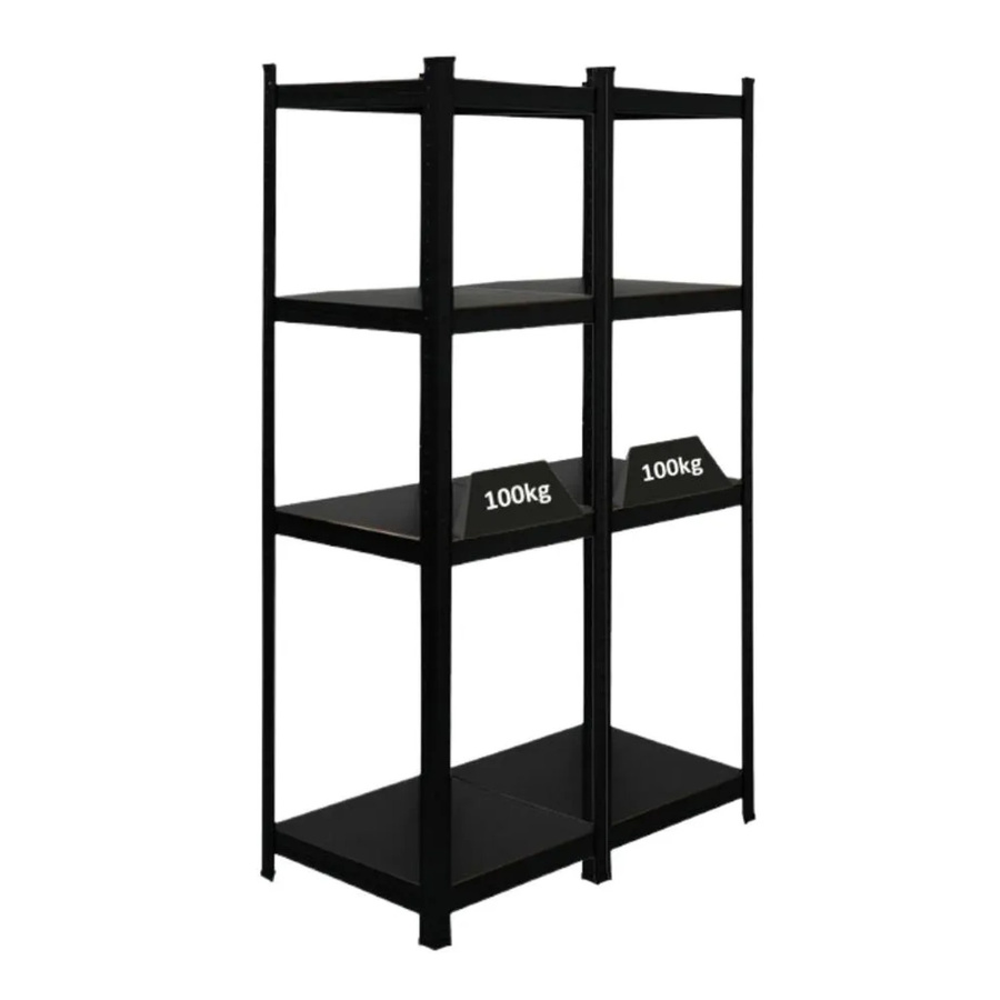 PROREGAL Ragnar All Black Series Schwerlastregal Set aus 2 Stück, Matt Schwarz, H x B x T: 150 x 45 x 45 cm - Bild 2