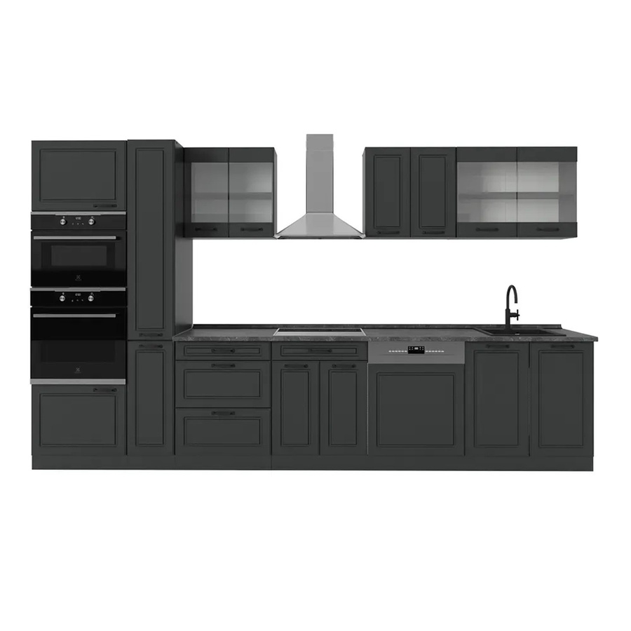 Vicco R-Line Küchenzeile Landhausstil Anthrazit, Breite: 350 cm, Höhe: 232,21 cm, Tiefe: 60 cm - Bild 2