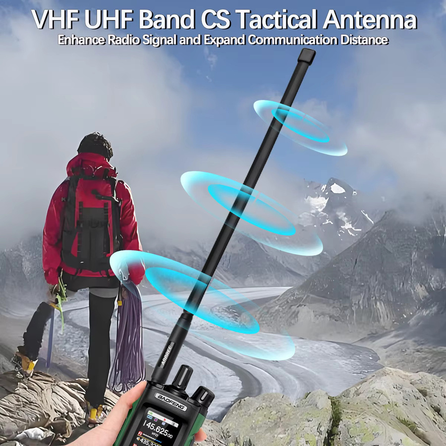 ABBREE CS Taktische Dual Band VHF UHF Antenne mit SMA-Buchse, faltbar, Schwarz, passend für Baofeng UV-32 DM-32 UV-21 PRO UV-9R PRO Walkie Talkie - Bild 3