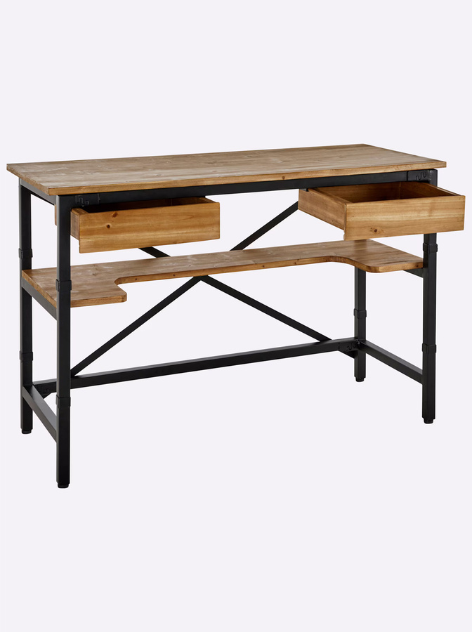 Schreibtisch von Heine Home aus lackiertem Tannenholz in Schwarz, B/T/H: 120 x 48 x 78 cm - Bild 2