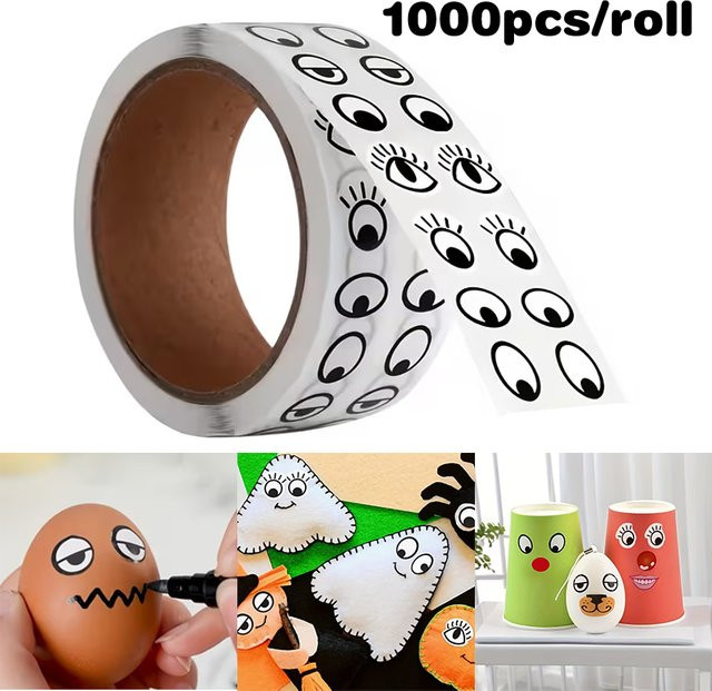 Nice Selbstklebende Augenaufkleber für DIY-Bastelarbeiten und Partydekorationen, 1000 Stück pro Rolle - Bild 1