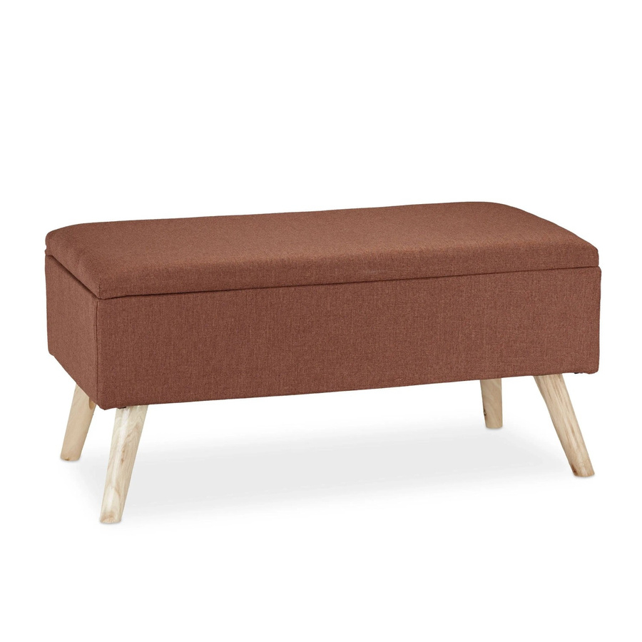 Relaxdays Sitzbank aus Stoff in Braun mit Stauraum, B/T/H: 79,5 x 39,5 x 39,5 cm - Bild 2