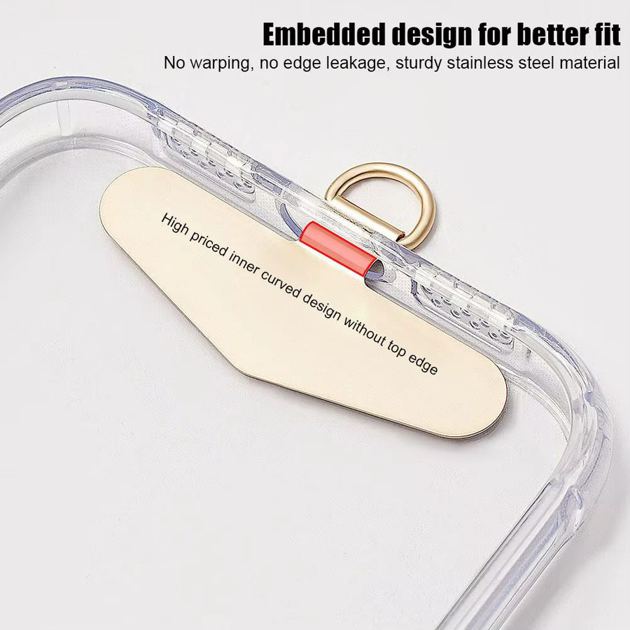 Mini Handy Lanyard Patch aus Edelstahl in Schwarz für iPhone 16, 15, 14 Pro Max, 13 und Mini als Telefon Hängekarte und Verbindungsstück - Bild 2