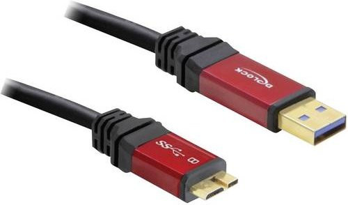Delock USB 3.2 Gen1 Kabel mit USB-A und USB-Micro-B 3.0 Steckern, Länge: 3,00 m, Rot/Schwarz - Bild 1