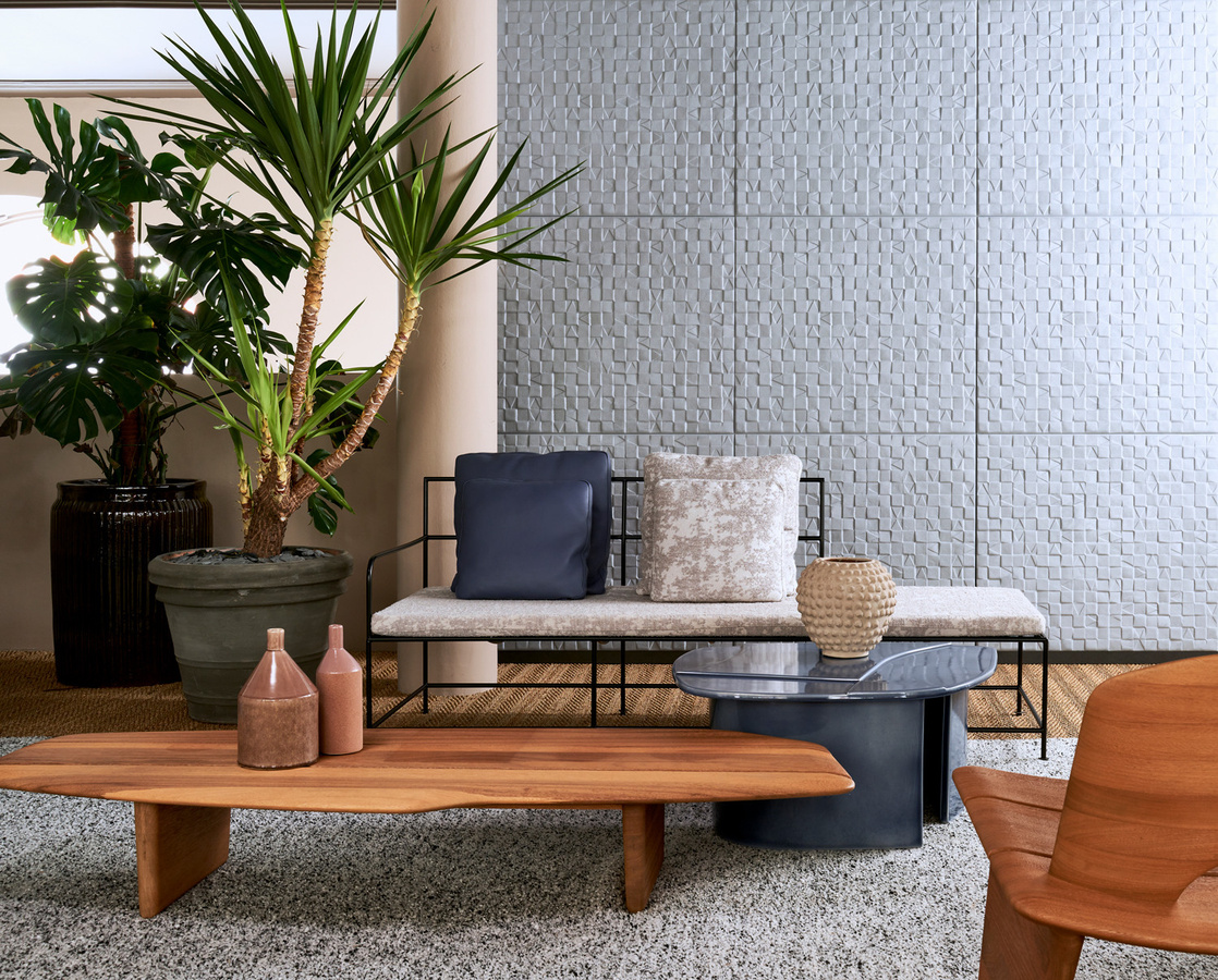 Arte International Wallpaper Adobe Limestone in Beige und Grau mit abstraktem geometrischem Design und textilem Charakter - Bild 1