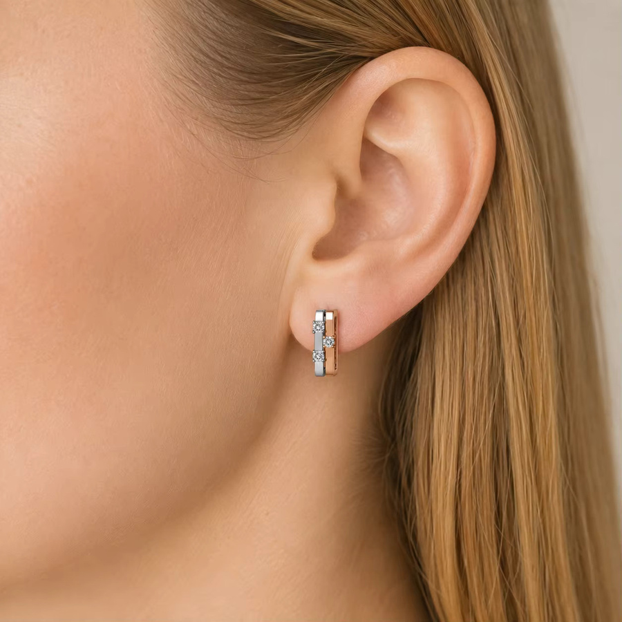 Daisini Ohrstecker, Messing, 18 Karat Weißgold vergoldet, Swarovski-Kristalle, Unisex - Bild 2