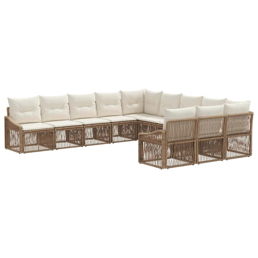 vidaXL Gartensofa-Set 11-teilig aus Poly-Rattan in Beige mit Polsterung und Stahlgestell - Bild 2