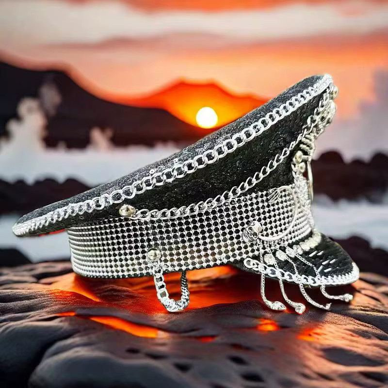 HongLuan Totenkopfkette, Silber, Schwarz, Unisex - Bild 4