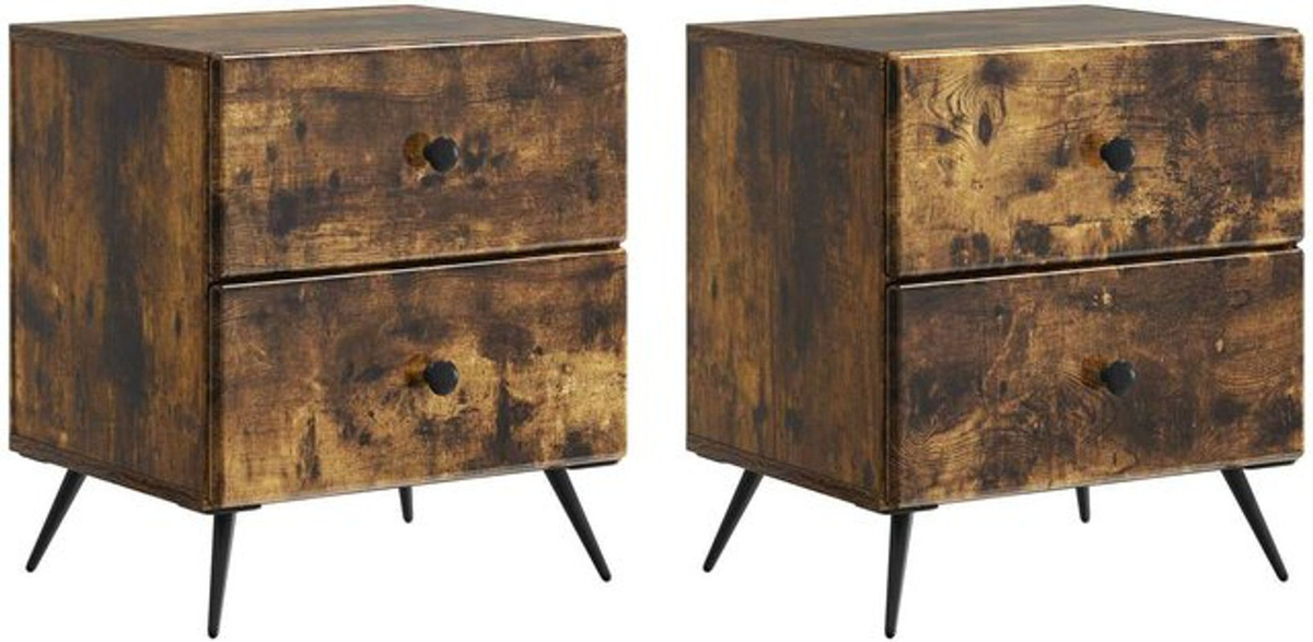 Set aus 2 Nachttischen vidaXL aus Eiche Dunkel in Grau und Braun, B/T/H: 43 x 34,5 x 47,5 cm - Bild 1