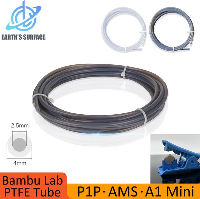 Bambulab PTFE-Rohr für 3D-Drucker, 1,75 mm Filament, 4 m Länge, Weiß Grau - Bild 1