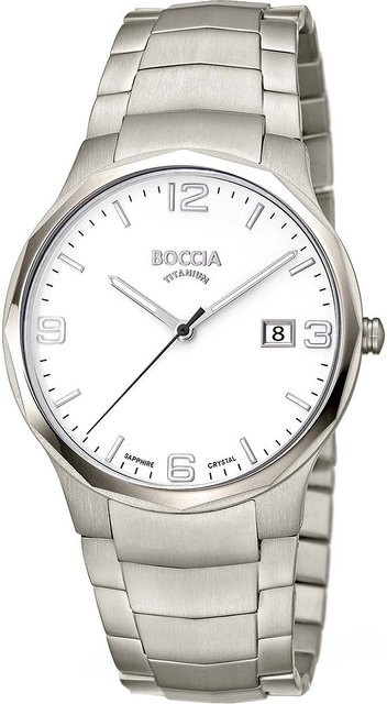 Boccia Herrenuhr, Quarz, Titan, 39 mm, Weiß, 5 ATM - Bild 1