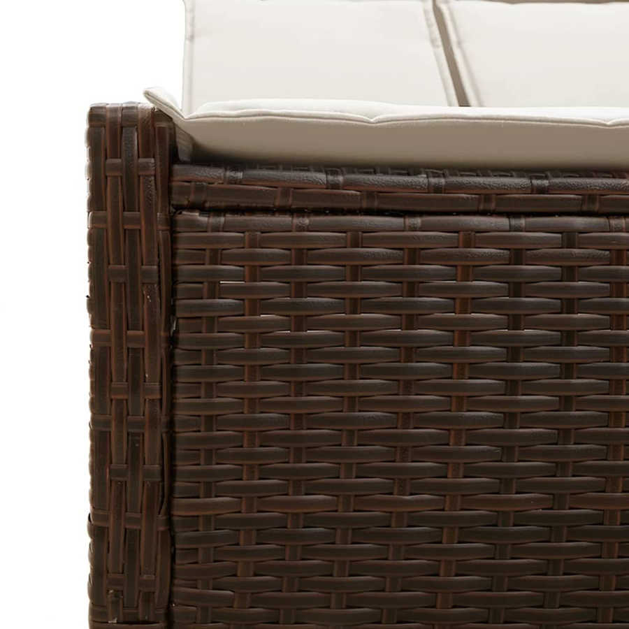 vidaXL Doppel-Sonnenliege aus Polyrattan in Braun mit verstellbarer Kopfstütze und Auflagen, B/T/H: 123 x 200 x 28/46/61/72 cm - Bild 4