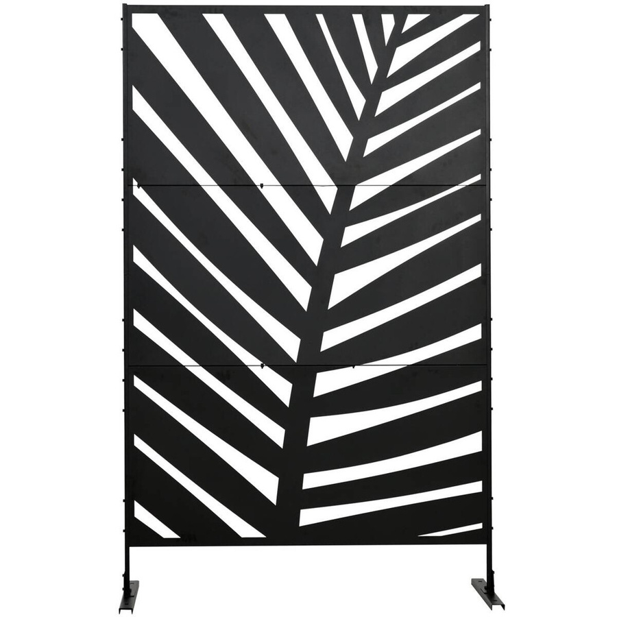 Outsunny Sichtschutz Raumtrenner aus Stahl mit Bananenblattmuster in Schwarz B/T/H: 122 x 45 x 198 cm - Bild 6