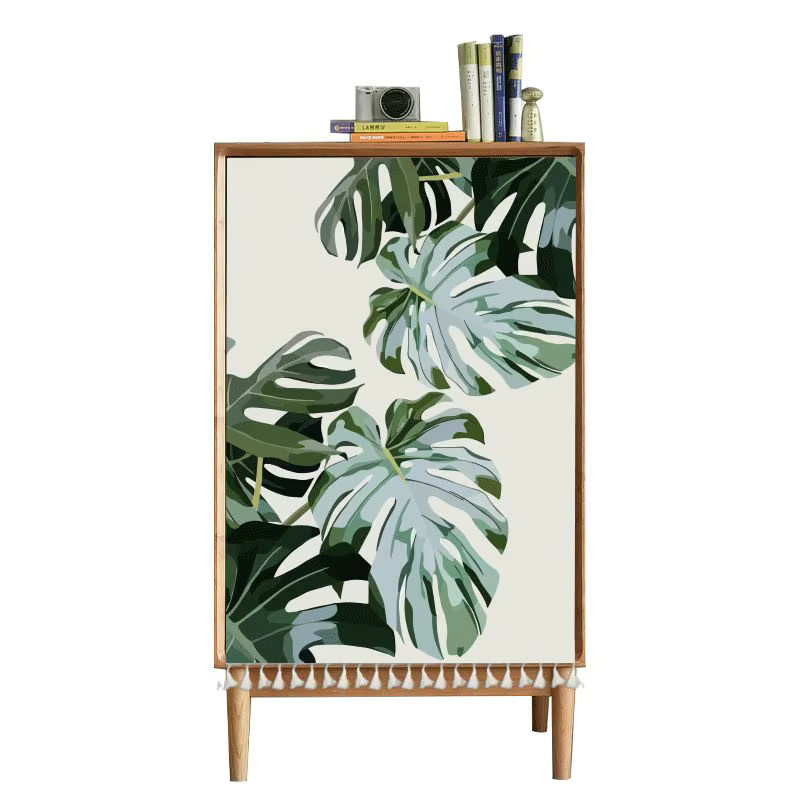 VIKAMA Boho Schrankvorhang mit Monstera-Print in Grün, selbstklebend ohne Bohren - Bild 2