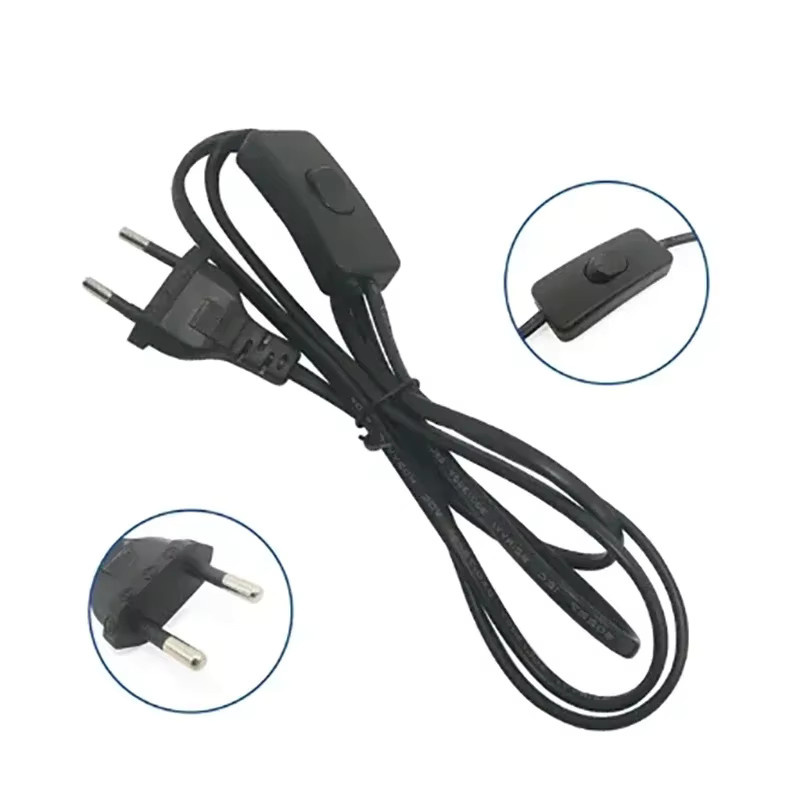 MJJC Schalterkabel mit 2-Pin-Stecker für Schreibtischlampen, AC 220V Verlängerungskabel in Weiß oder Schwarz - Bild 1