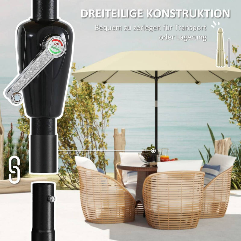 Outsunny Sonnenschirm aus Aluminium und Polyester in Beige, B/H/T: 233 x 240 x 233 cm - Bild 5