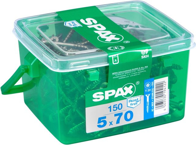 Spax Senkkopf Terrassenschraube mit T-Star Plus-Antrieb aus Edelstahl in Silber, Durchmesser: 5 mm, Länge: 70 mm, 150 Stück - Bild 1