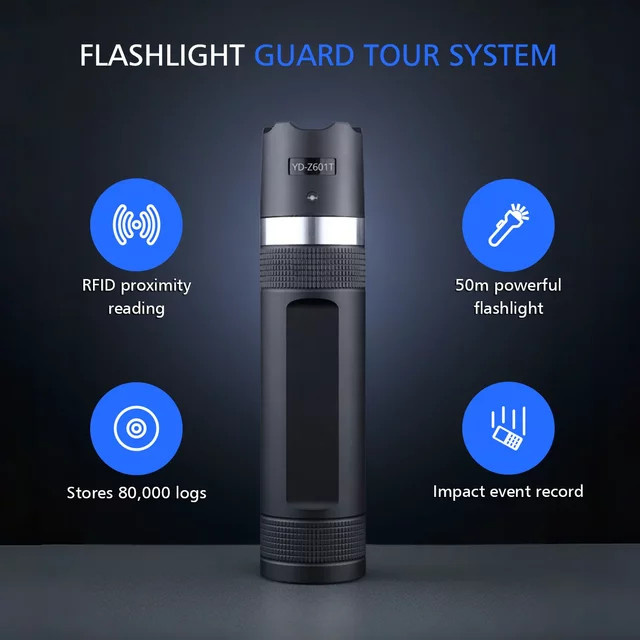 Yadesys Tragbares Sicherheitswach-Nachtsichtgerät mit RFID, LED-Beleuchtung und USB-Aufladung, Schwarz - Bild 1